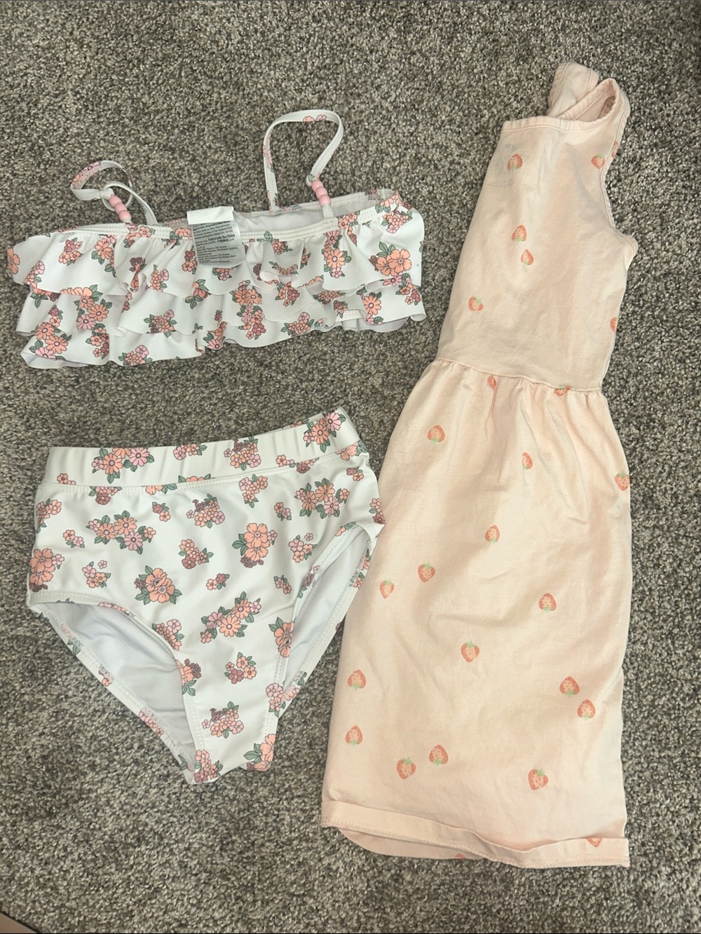 Cotton On Girls swim & H&M strawberry Dress